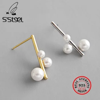 S ' STEEL Geometrie Shell Pearl Cercei Argint 925 Cercei Stud Pentru Femei Boucle D Oreille Argent Regalos Para Mujer Bijuterii Fine
