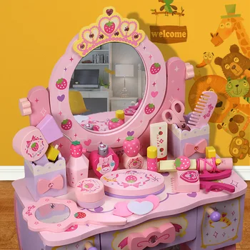 Nouă Copii Fete Jucarii Simulare Masa de toaleta din Lemn Cadou pentru Fata de Masa de toaleta Pentru Copii Fata Copii Pretinde Juca Jucării