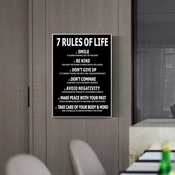 7 Reguli de Viață, Motivațional, Panza Pictura Alb-Negru Postere si Printuri de Inspiratie Arta de Perete Poza pentru Living Decorul Camerei
