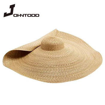 Eleganta naturala de mare pălărie de paie cu boruri mari Kentucky Derby femei pălărie fată panglică de vară de protecție solară plajă pălărie Dropshipping 25CM