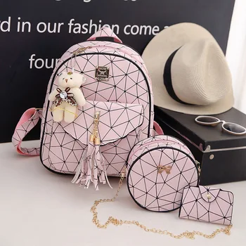 L&L Elegante femei pungi 3PCS Nou ghiozdan de lux geantă de umăr set Impermeabil bagpack primar Crossbody genti pentru fete adolescente