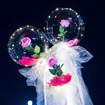 LED Luminos Balonul a Crescut Buchet Heliu Transparent Baloane Nunta Petrecere de Ziua 2021 An Nou Fericit Ornamente de Crăciun