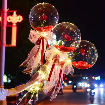LED Luminos Balonul a Crescut Buchet Heliu Transparent Baloane Nunta Petrecere de Ziua 2021 An Nou Fericit Ornamente de Crăciun