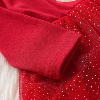 6-24M fete crăciun dress toddler fete pentru copii de iarna rochie cu Maneci Lungi Cerb de Crăciun Imprimare Tul Rochii disfraz princesa Q5