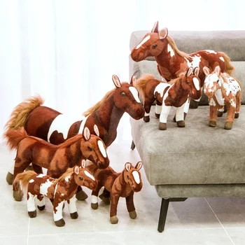 Fierbinte Frumos de 30-70cm Viața Reală Cal Jucării de Pluș Drăguț Animal de Pluș Păpuși Soft de Simulare Papusa Cadou de Ziua Jucărie pentru Copii Decor Dormitor