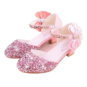 SKOEX Copil Fete Printesa Pantofi de Flori Stras Toc mic Sandale de Moda pentru Copii Fata de Nunta, Rochie de Petrecere Pantofi