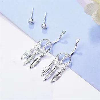 Japoneză Și coreeană Stil de Moda Rotund de Argint 925 de Bijuterii de Vis Catcher Pene Moon Cristal de Creatie Cercei SE661