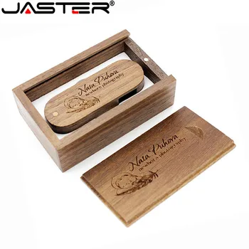 JASTER (1 BUC gratuit LOGO-ul) din Lemn USB+ cutie Unitate Flash USB pendrive 64GB 16G 32GB Memory stick pentru fotografie de nunta cadou