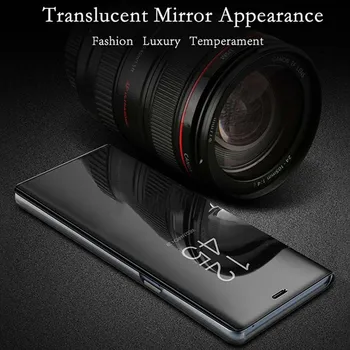 De lux Smart Mirror Caz Pentru Motorola Moto G8 Puterea Caz 6.4 inch Clear View Flip Stand Piele PU de Acoperire pentru Moto G8 Puterea Caz