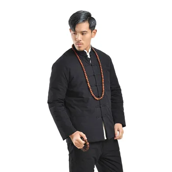 Bumbac Barbati Jacheta Vatuita Tradițională Chineză Tang Costum Haina Kung Fu, Tai Chi Uniforme sex Masculin Gros de Iarna Jacheta Parka