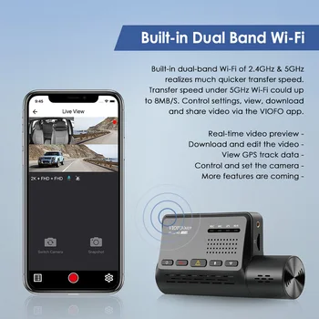 VIOFO A139 Masina DVR Bord Cam Dual Channel cu GPS Wifi încorporat Notificare Voce din Spate Vedere aparat de Fotografiat Video Recorder 24H Parcare