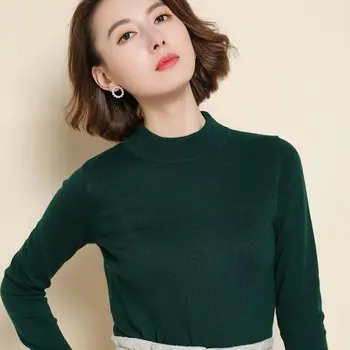 Noi coreea Style Moda de Iarna Femei pe Jumătate Pulover Guler Bun Tesatura Moale Trend Plin de Culoare Pulovere Femei Bază Tricotaje