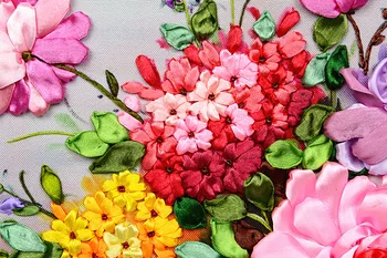 Lucru manual,DIY Panglică cusatura Cruce Seturi pentru Broderie kit, Blossoml vaza de flori benzi de broderie perete decor de nunta