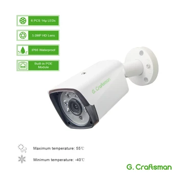 4ch 5MP POE Kit H. 265 Sistem de Securitate CCTV Până la 8ch NVR în aer liber rezistent la apa Camera IP de Supraveghere Video Alarmă P2P G. Artizan