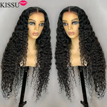 KISSU peruca par lung 28 30 32 inch adâncime val de dantelă frontal peruca Brazilian dantelă față par uman, peruci pentru femei 4x4 dantela peruca