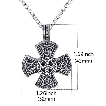 Elfasio Nod Celtic Trinity Nod Triquetra Cruce Magic Pandantiv Colier pentru Bărbați din Oțel Inoxidabil, Caseta de Lanț 18-30inch
