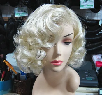 Halloween femei Marilyn Monroe de Aur Peruca pentru Totdeauna Marilyn Monroe stil sintetic păr peruca de costume