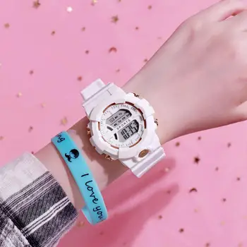 Moda Ceas Digital pentru Femei Barbati Copii 24 de ore Electronic LED Ceas Silicon Curea Sport Ceas cu Bratara reloj mujer