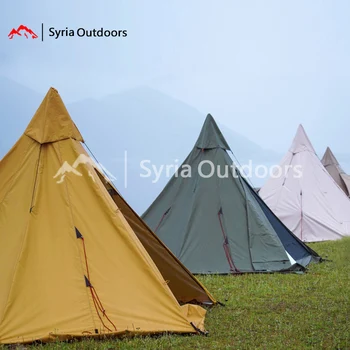 În aer liber piramida Indian spire 3-4 persoane camping impermeabila dublu deck cu coș gură de lux lumina lemne de foc aragaz cort