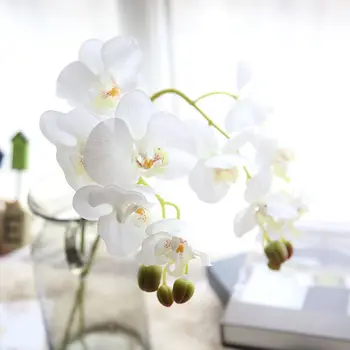 Shine&sasha 5 Capete 71cm latex artificial flori Phalaenopsis 1flower+1 frunza de vaza