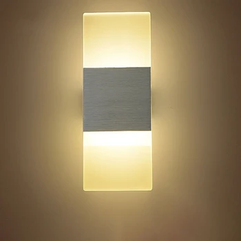 Interior Modern, 6W LED COB Lampă de Perete din Aliaj de Aluminiu Acrilic în Sus Și în Jos Cap Dublu Lampă de Perete Dormitor Curte Lumini de Perete