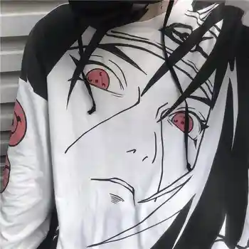 NiceMix Anime Naruto Uchiha Itachi Sharingan imprimare subțire hoody Toamna streetwear liber maneca lunga, pulovere Tricou femei ma