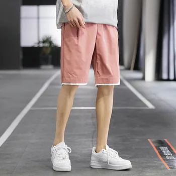 Vară nouă tendință casual cinci puncte pantaloni scurți de moda pentru tineri pantaloni barbati vrac all-meci culoare solidă pantaloni drepte