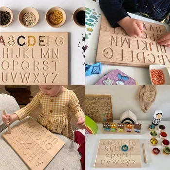 Lemn Alfabet engleză Placa de Lemn Litere 0-9 Digitals Cunoaștere Scris Contur Bord Montessori Scrisoare Jucărie de Învățare pentru Copii