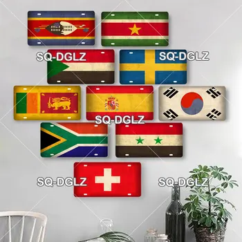 [SQ-DGLZ]I-V Steagul Țării de Înmatriculare Metal Semn de Epocă Tin Semn Decor de Perete Pentru Clubul de Turism Poster Spania/Turcia