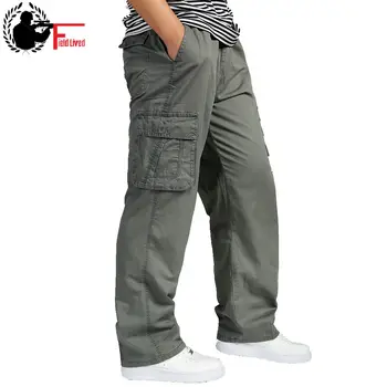 De vară pentru Bărbați de Înaltă Talie Pantaloni Elastic Plus Dimensiunea Îmbrăcăminte 6XL Cargo Pant Barbati de Multe Buzunare Largi Pantalonii de Muncă de sex Masculin Pantaloni Drepte