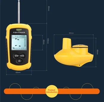 Noroc FFW1108-1 Portabil Wireless 100m de Pește Finder Alarma 40M/130FT Sonar Adâncime Ocean