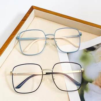 Noua Moda Pătrat Anti-Albastru Ochelari De Vedere Femei Clasic Optice Miopie Metal Rama De Ochelari Vintage Pentru Bărbați Ochelari De Calculator