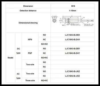 2 buc/Lot LJC18A3-B-Z/M18 BX DC6-36V 3 fire NPN NU 10mm Distanta de Capacitate Comutatorul de Proximitate Senzor de Brand Nou