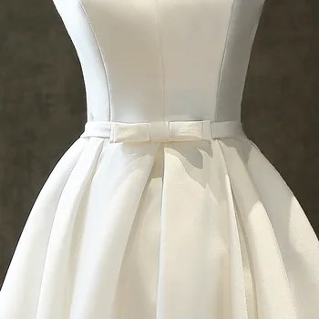 Femei de seara scurte rochie de petrecere, Plus dimensiunea V gât rochie fără mâneci formale rochie de bal satin alb de nunta rochie de petrecere, Rochii de Cocktail