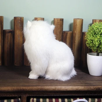 Realist Drăguț Simulare De Pluș Umplute Alb Pisici Persane Jucării Pisica Păpuși Masa Decor De Masă Copii Băieți Fete