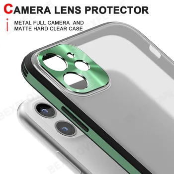 Telefon Caz Pentru iPhone 11 Pro XS Max XR X XS 7 8 Plus 2 SE 2020 Cazuri Mat Metal Silicon Complet Camera la Șocuri Protector de Acoperire