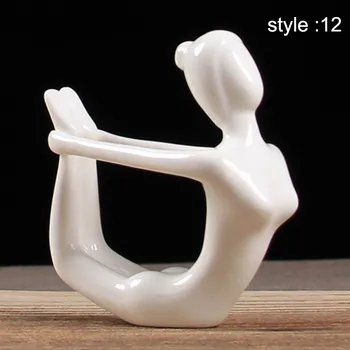 Alb Yoga Figurina Statuie Acasă Decorativa, Portelan, Ceramica, Cadouri Artizanat XHC88