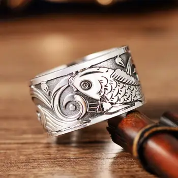 Design Original Koi model deschis inel designer craft Thai argint de lux lumina minoritate farmec pentru femei brand de bijuterii