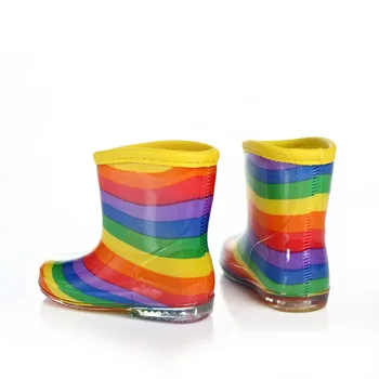 Copiii Ploaie Băieți Fete Jeleu Pantofi Cizme Curcubeu Colorat Boot Toddler 2018 Primăvară De Moda Toamna Cauciuc Rainboots