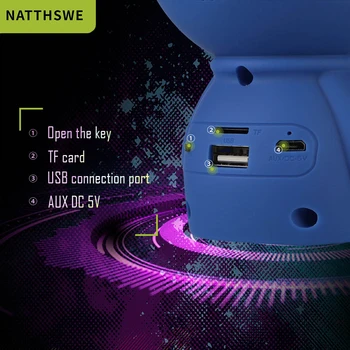 NATTHSWE Portabile fără Fir Bluetooth Boxe Bluetooth Difuzoare Led Difuzor Wireless Player USB, Radio Fm Mp3 Pentru Copii Cadouri