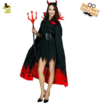 Flăcările Diavolul Femei Costum de Halloween Cosplay Sexy Evil Regina Mantie Purim Joc de Rol Petrecere Fancy Dress Up pentru Adult de sex Feminin