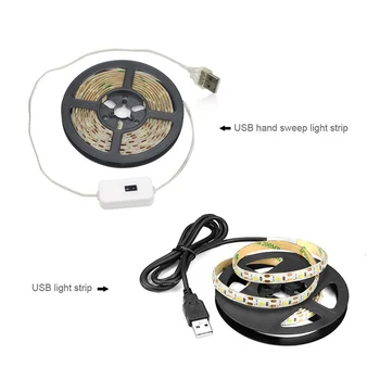 Banda LED 5M DC 5V Lampa USB Mișcare Iluminare LED SMD 2835 Pentru Bucatarie Mână Matura Fluturând Senzor de Lumină cu Diodă Lumini rezistent la apa