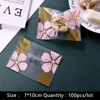 100buc/multe Cookie-uri de Plastic Sac de Ambalare stil Chinezesc Crizantema de Aur de Flori Petrecere de Nunta lucrate Manual de Panificatie Biscuiti Pachet