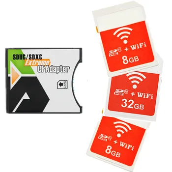 Wireless wifi card SD 8GB 16GB 32GB + SD SDHC de Tip II CF Adaptor Extreme CF Adaptor wireless wifi CF Card de Memorie