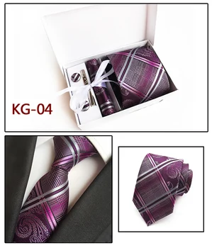 8CM Cravată Set de Lux pentru Barbati Gât Cravată o Batistă pe Buton Cravată Clip Cutie Set Cadou pentru Miri Nunta Formala Petrecere