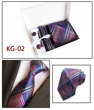 8CM Cravată Set de Lux pentru Barbati Gât Cravată o Batistă pe Buton Cravată Clip Cutie Set Cadou pentru Miri Nunta Formala Petrecere