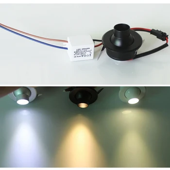 2 buc 1W LED lumina Reflectoarelor Mini Încastrat plafon cu led-uri în Jos de iluminat unghi Reglabil Alb Cald Cabinet bec Lampa AC85-265V