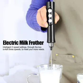 Usb Contra Cost Dublu Primăvară Bateti Capul Electrice Spumant De Lapte Din Otel Inoxidabil Portabile Lapte Foamer Bea Mixer 3 Viteze