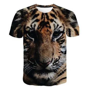 Topuri de vara Pentru Baieti 3D T-Shirt Print Tigru Puternic pentru Copii Costume pentru Copii Tricouri Zâmbet Drăguț Haine Pentru Baieti de 14 Ani