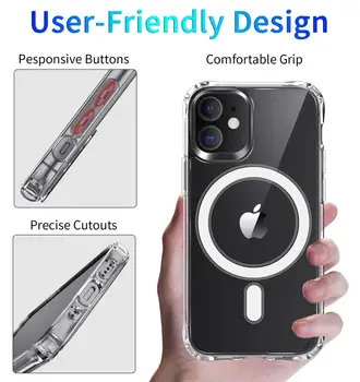 Cristal Clar Conceput pentru iPhone 12 Pro Magsafe Caz 12 Max Mini TPU Moale + Capac Acrilice cu 4 Colțuri de Protecție la Șocuri